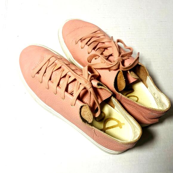 Sam Edelman Blush Pink Lace Up Sneaker Leather Upper Sz 8 - Picture 1 of 7
